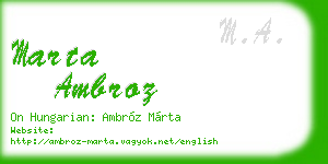 marta ambroz business card