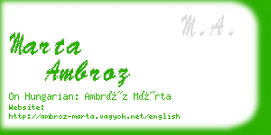 marta ambroz business card